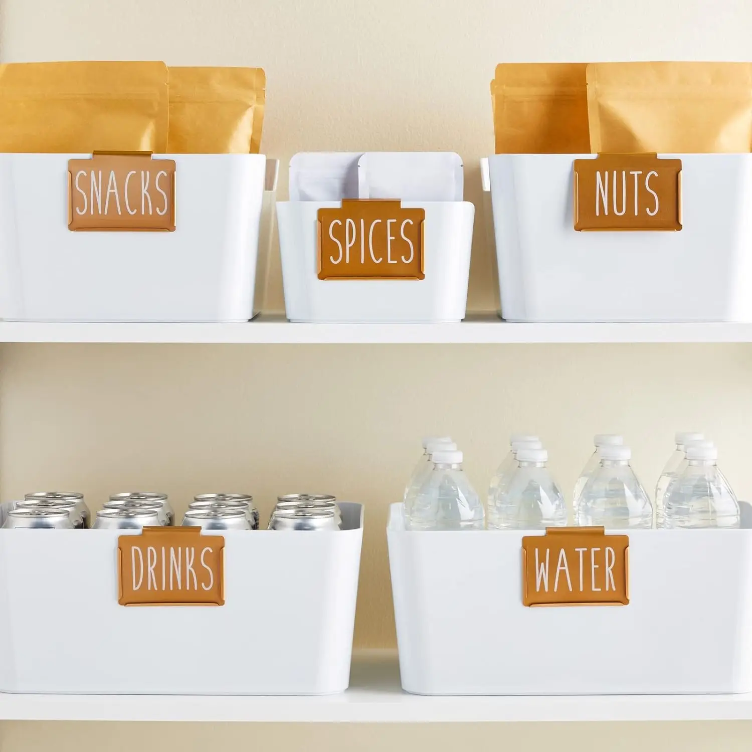 Custom Style Colour Pantry Organizer Metal Labels Kitchen Basket Labels