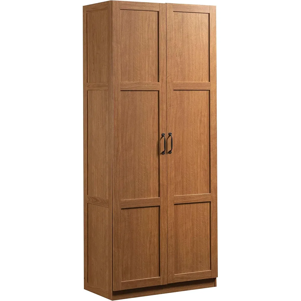 Sauder Highland Oak Finish Pantry Cabinet Wood Storage for Living Room Furniture for Home Use factory