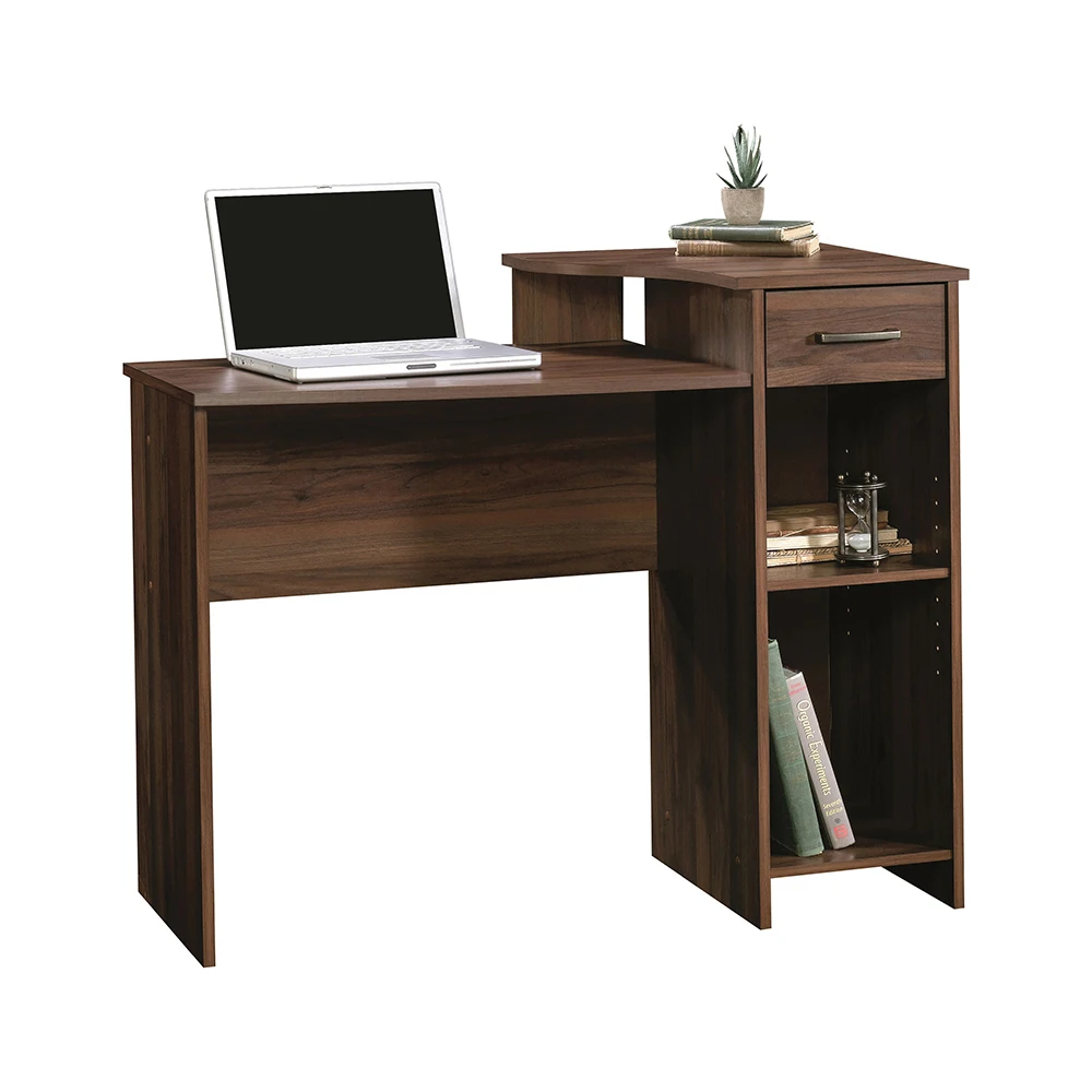 Black Wood Adjustable Storage Shelf Student Computer Desk with Easy-glide Drawer factory