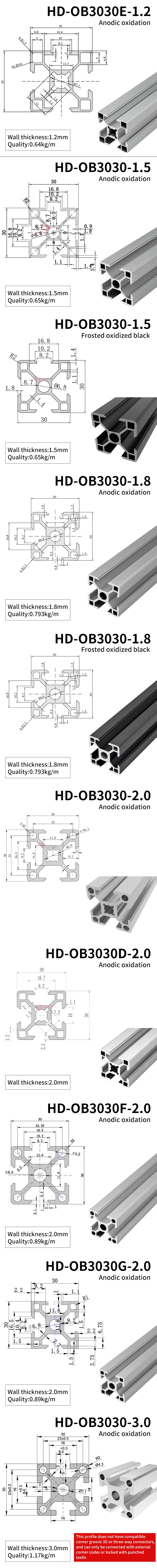 3030 T Slot Aluminum Extrusion for 3D Printer Parts and CNC DIY Black factory