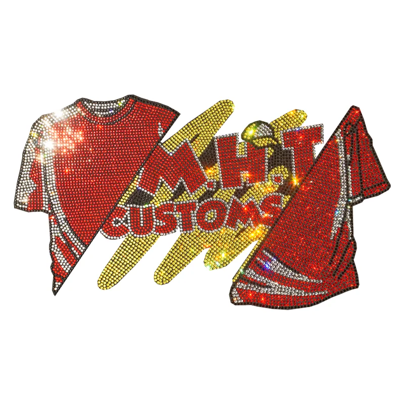 Free sample Wolf custom rhinestone heat transfer logo design for garment