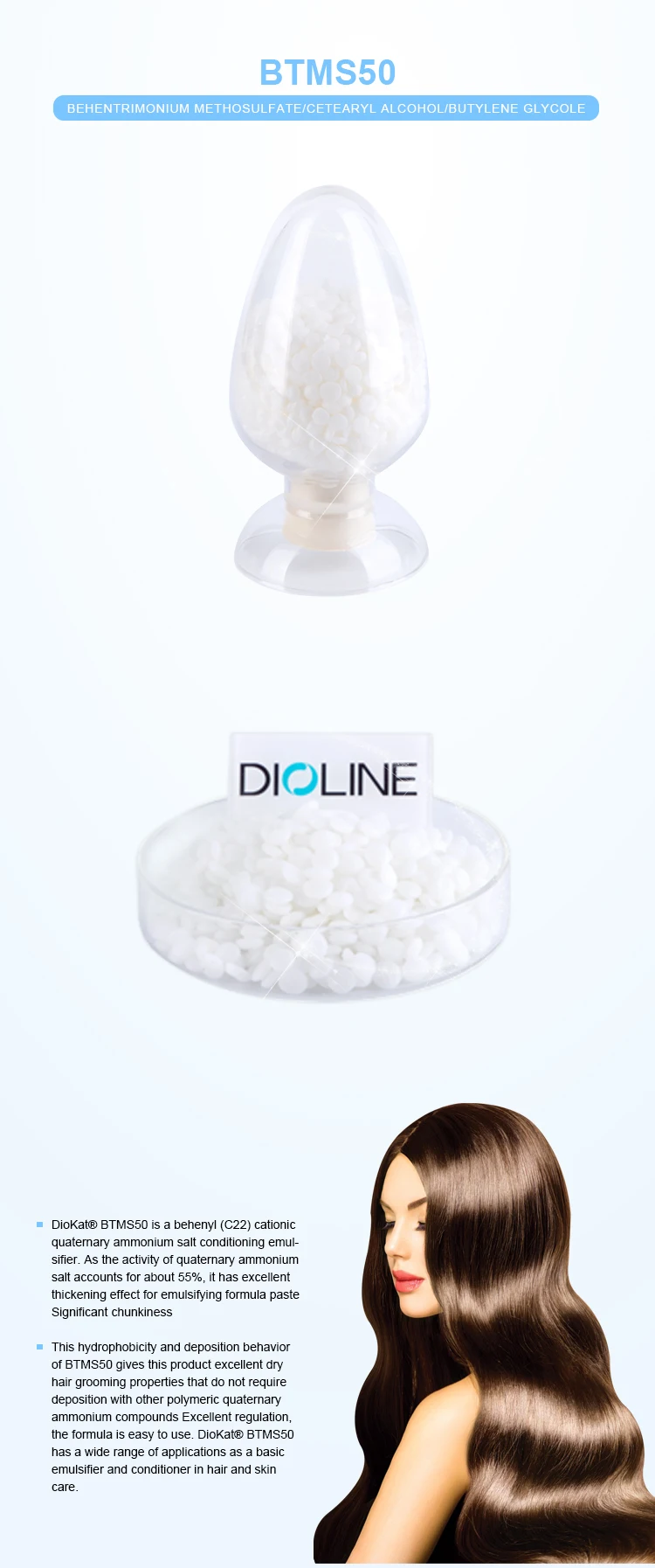 Cosmetic Grade Behentrimonium Methosulfate BTMS 50 with 99% Purity for Hair Shampoo and Care in 20kg Carton