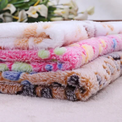 P623 Soft Dog Bed Cute Paw Prints Kennel Carpet Reversible Fleece Crate Pet Bed Mat Pet Blanket