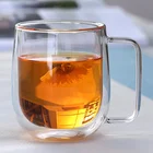 Coffee 8oz 12oz Caffe Double Wall Glass Cup Latte Espresso Cappuccino Glass Coffee Mug