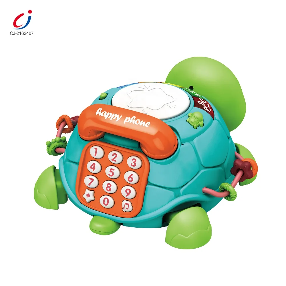 New design baby phone toy educational multifunctional crawling induction baby telephone toy musical turtle toy