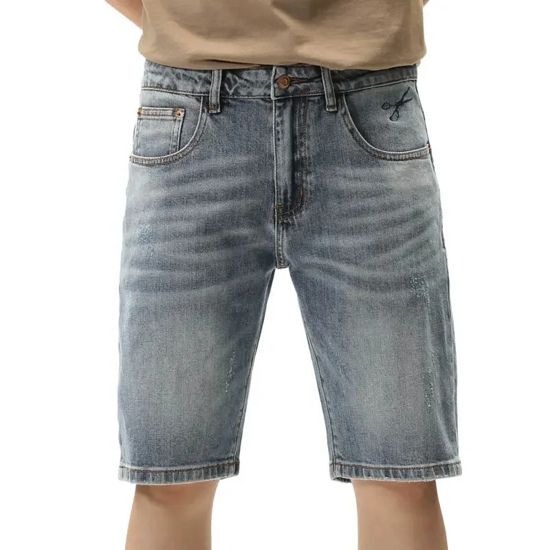 Hot Summer High Quality Jeans breathable Fit Baggy Jeans Short Dark Denim Shorts with Pocket for men