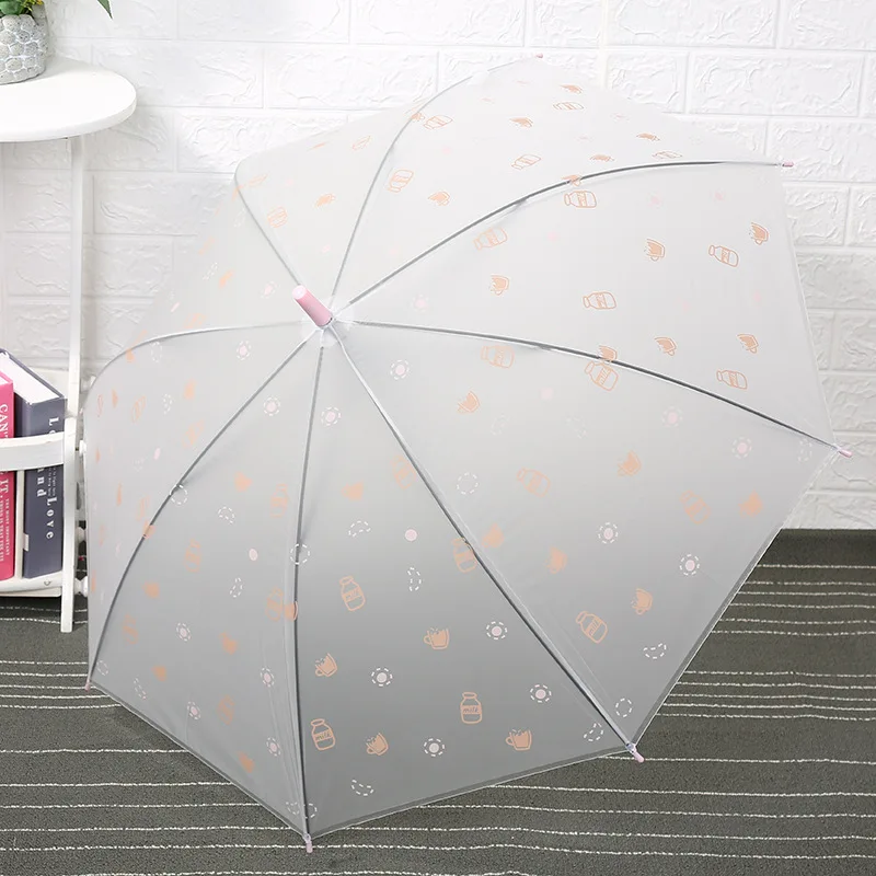 DD1227   Fashion Clear EVA Umbrellas with Printing Cute Pattern Kids Parasol Transparent Matte PVC Umbrella