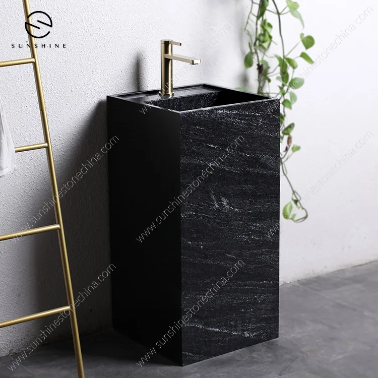 Custom Design Stone Composite Bathroom Sinks Marble Freestanding Pedestal Sink