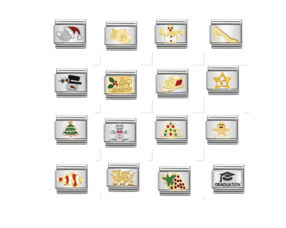 Wholesale New Year Christmas DIY Charms Bracelets Mens Womens Elastic Stainless Steel Italian Charm Bracelets