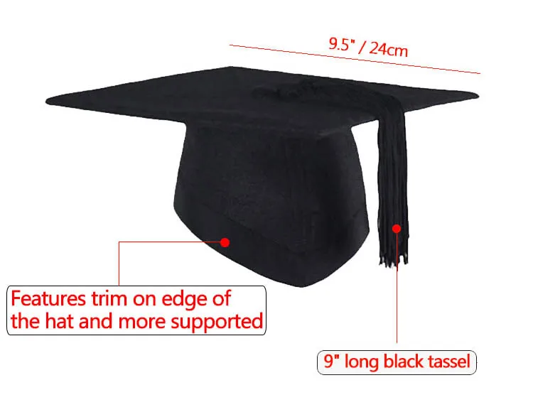 High Quality Felt UK Matte Black Deluxe Academic Mortarboard supplier