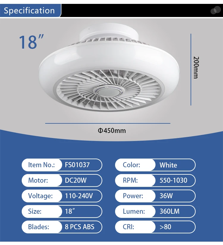 Ceiling Fan, 36W, Plastic - detail 20