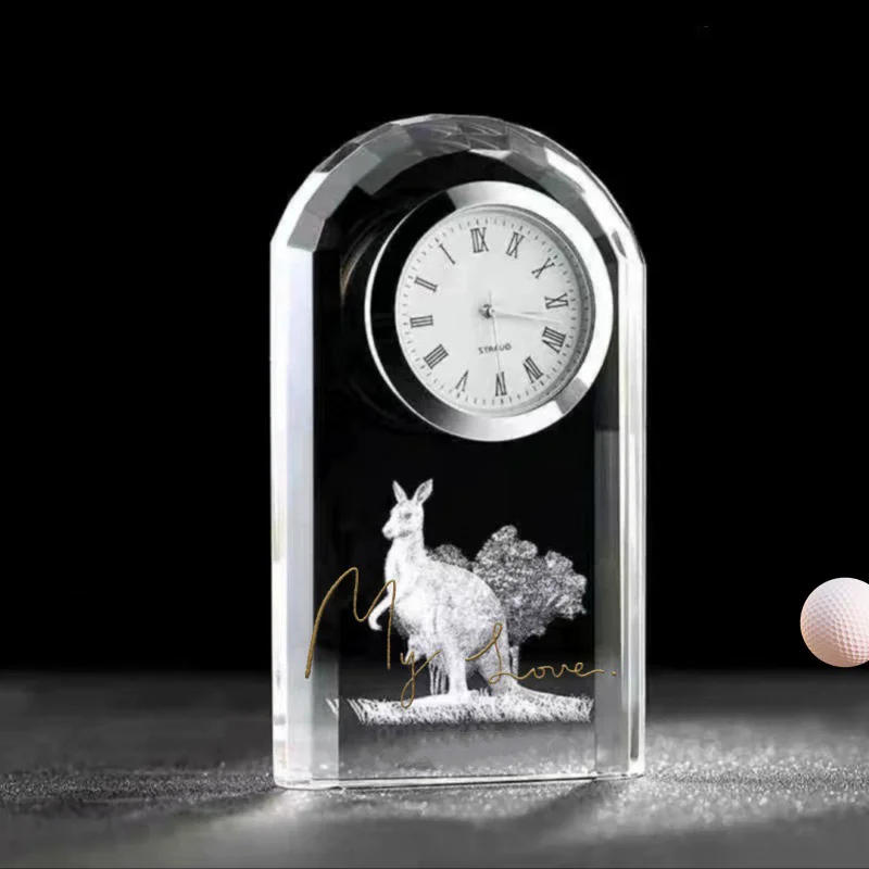 product fashion custom high quality crystal table clock gift for personal engraved letter souvenir crystal glass clock-6