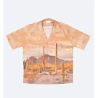 Button Up Shirt Diznew OEM Mens Button Up All Over Custom Printed Polyester Shirt