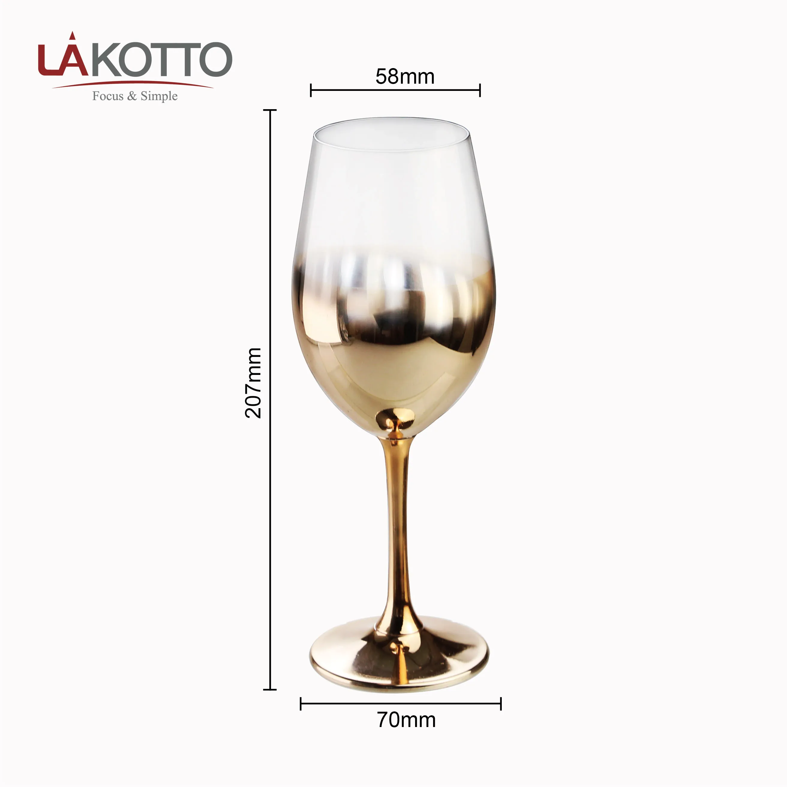 wholesale high quality transparent Gold plating 345ml electroplate luxury wine glass goblet