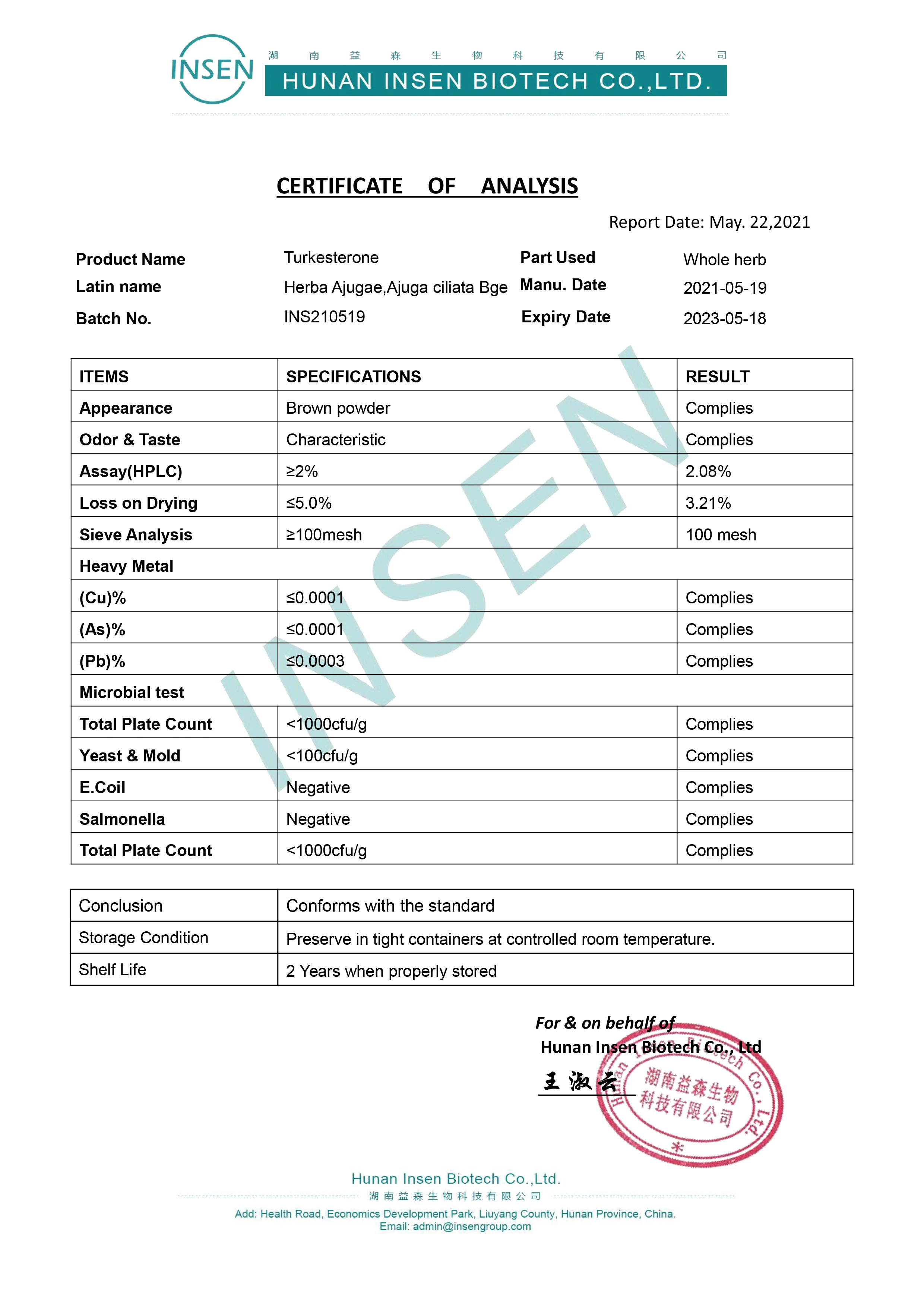 Insen Factory Supply Bulk Ajuga Turkestanica Extract Turkesterone