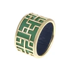 Brass Ring Unique Design Brass Ring With Buddhist Elements Pattern Replay Leather Jewelry
