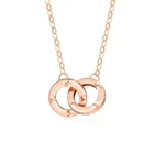 9k 9k 14k 18k Circle Genuine Solid Gold Double Ring Diamond Necklace 18k Gold Necklace