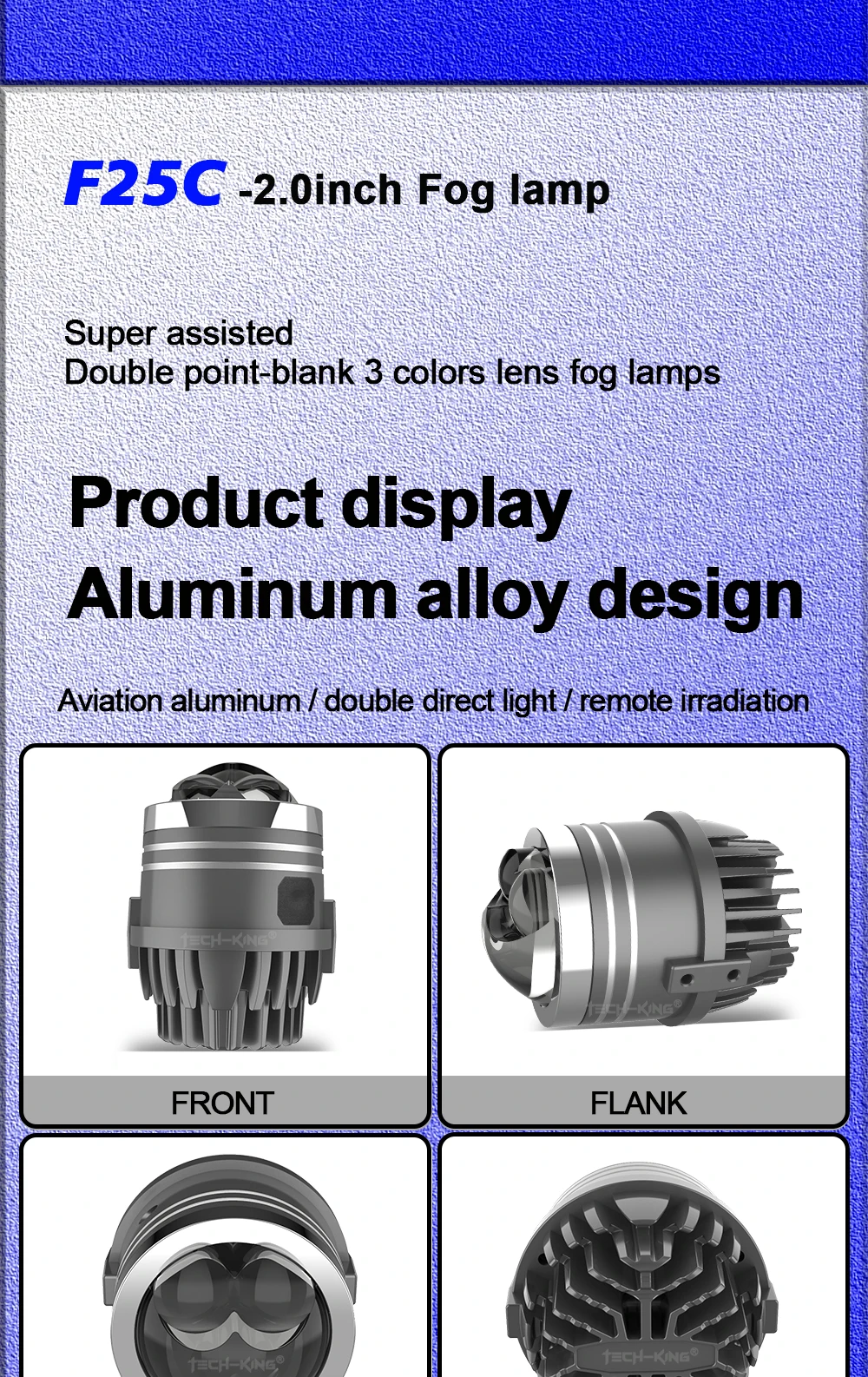 3 colors Bi Led Projector Lens High Low Beam Led Laser Fog Light Auto Accessories Customizable Logo 2 inch for Car Lens fog lamp