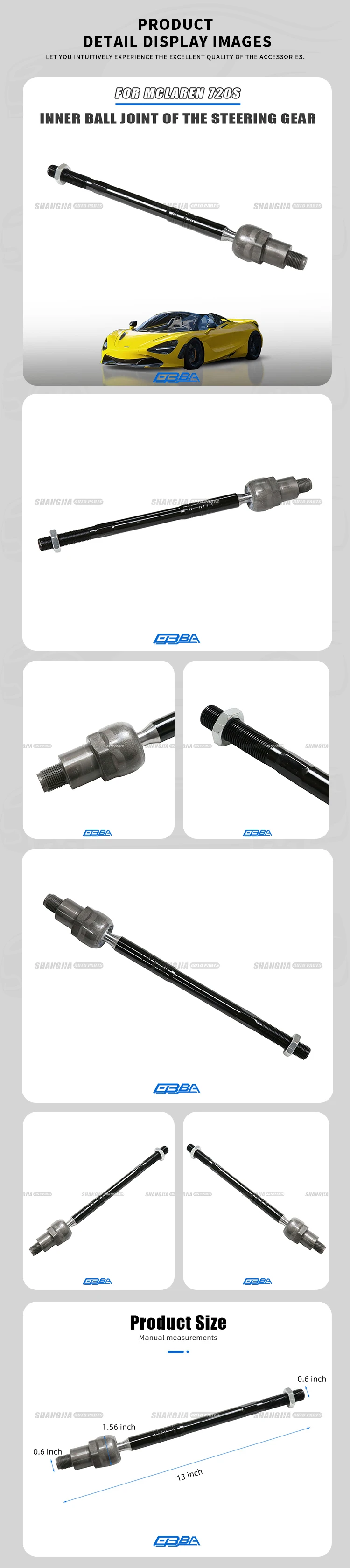 Competitive Price Spares Parts Metal Material Inner Tie Rod End Ball Joint For Mclaren 720S 14DA039CP-1 factory