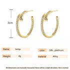 Earrings Exquisite Micro Pave Zirconia Nail Earrings 18k Gold Plated Zircon CZ Nail Shape Hoop Earrings