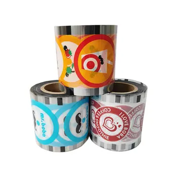 Customized Printing PP Bubble Tea Cup Accessory Set with Opaque PE Plastic Cover Lid LDPE Stretch Film Seal Soda Energy Drinks