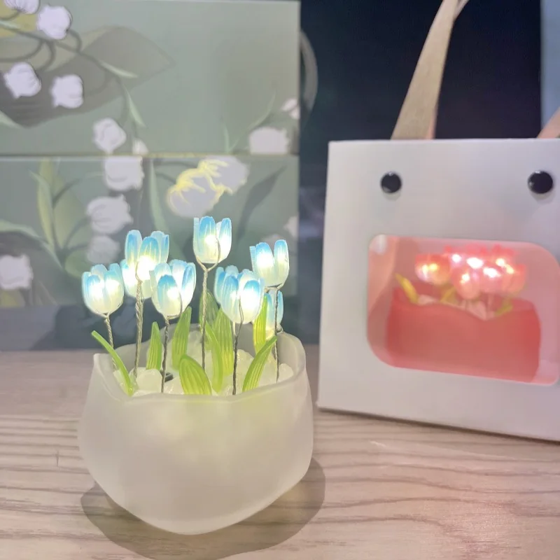 Led Diy Night Light Material Kit Battery Powered Handmade Tulips