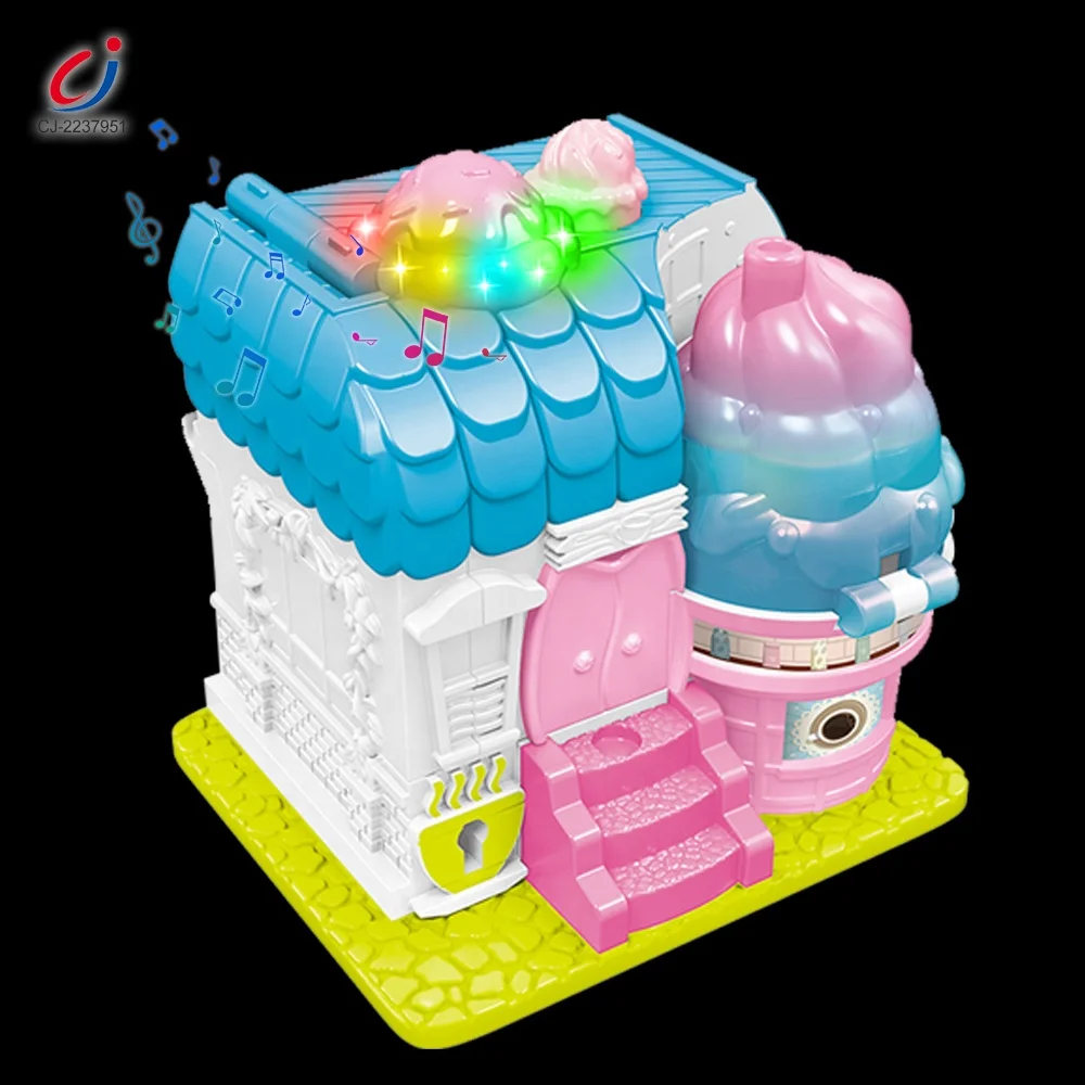 Casa de munecas coffee candy kids plastic small doll houses pretend play diy doll house miniature furniture doll house kits