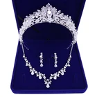 Wedding Rhinestone Earrings Crystal Bridal Tiara Wedding Jewelry Rhinestone Crown Earrings And Necklace Set