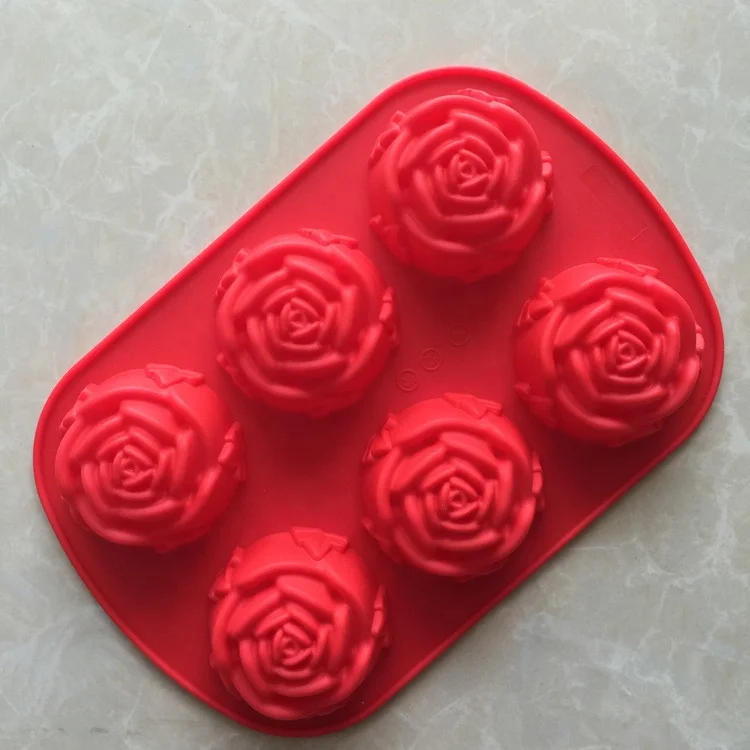12 cavities Food Grade Silicone Flowers Molds Baking Pan with Flowers Heart Shape Non-Stick Silicone Molds for Chocolate Candy