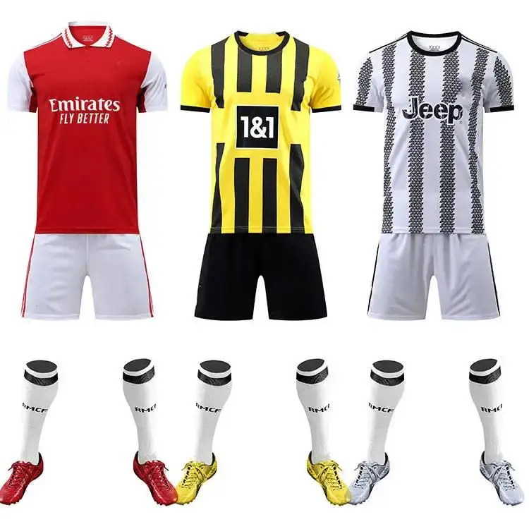Quick dry short sleeve soccer kit t shirt Jersey thai team custom soccer uniform retro football jersey reversible soccer jersey