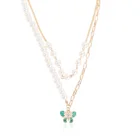 18k Gold Pearl 18k Gold Multilayer Womenwild Simple Clavicle Chain Pearl Butterfly Bead Necklace