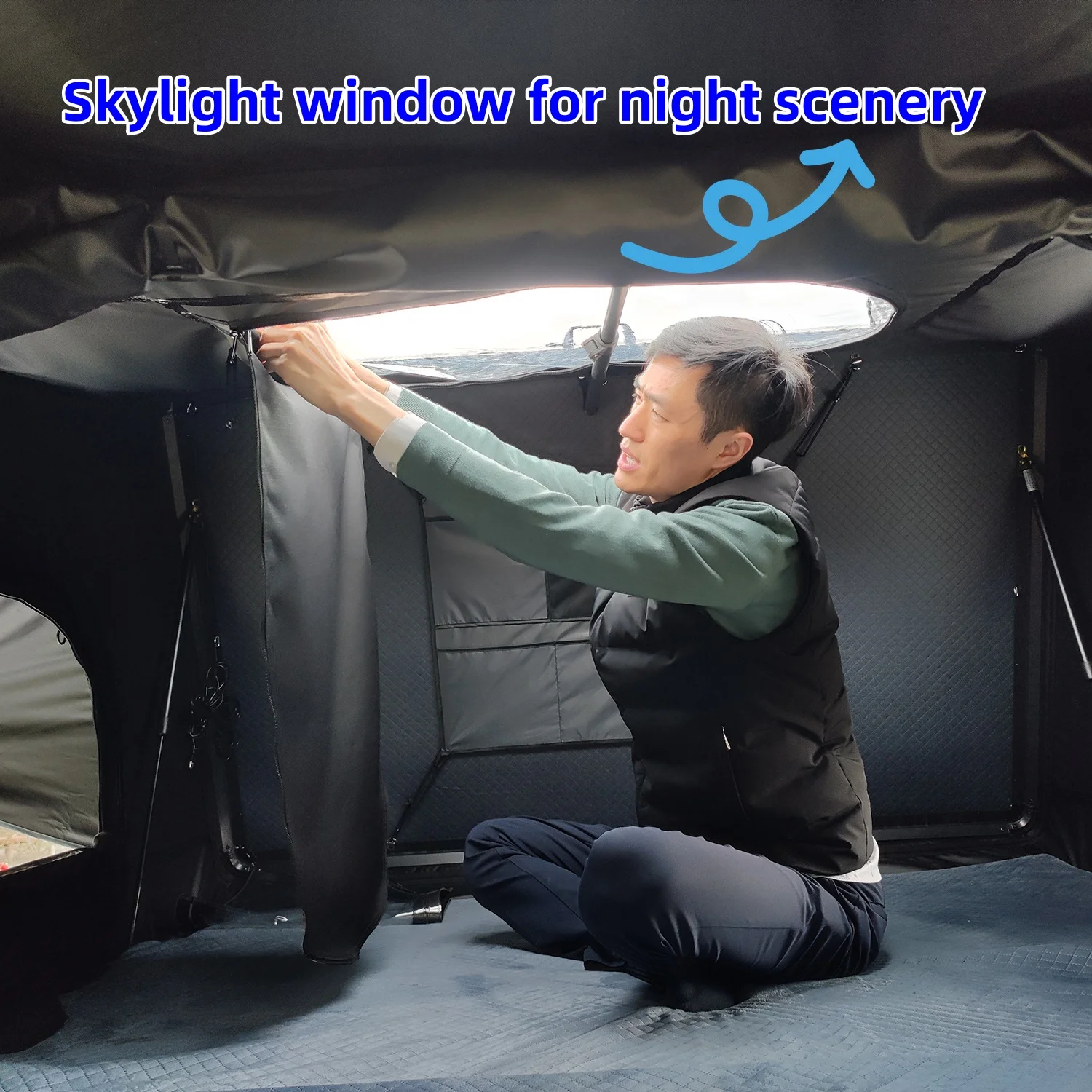 3-4 Person Quick Automatic Opening Waterproof 2000-3000 Mm Four-season Side Open Roof Top Tent for Jeep Gladiator