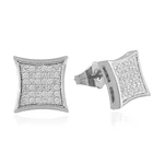 Cz Earring Gold Silver 11mm Square CZ Stud Earring Of Mens Boy Aretes Para Hombre