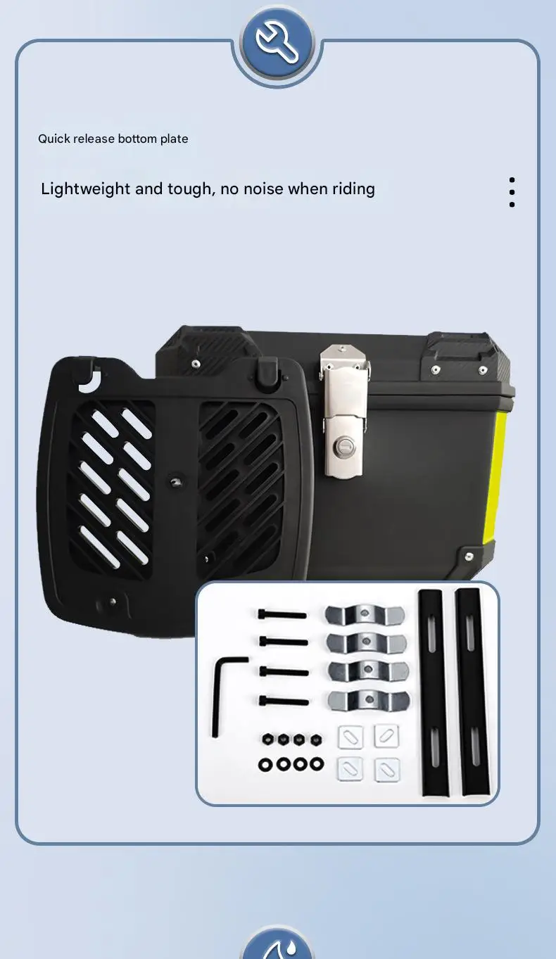 Motorcycle Tail Box Heavy Duty Universal Motorbike Tail Box  with Bracket Base Plate Waterproof Motorcycle Top Box