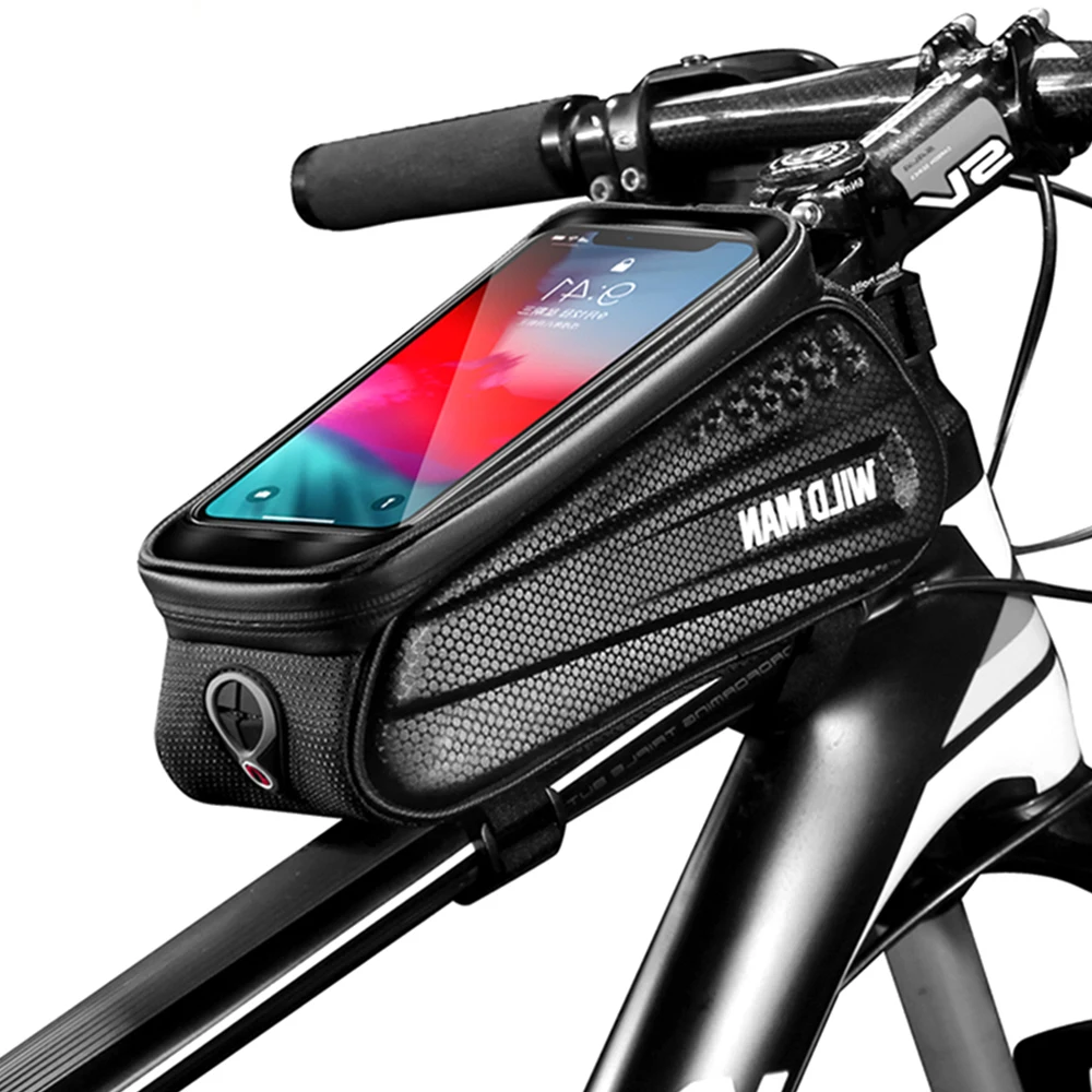 WILD MAN Bicycle Bag MTB Bike Front Top Tube Frame Phone Holder Case Waterproof