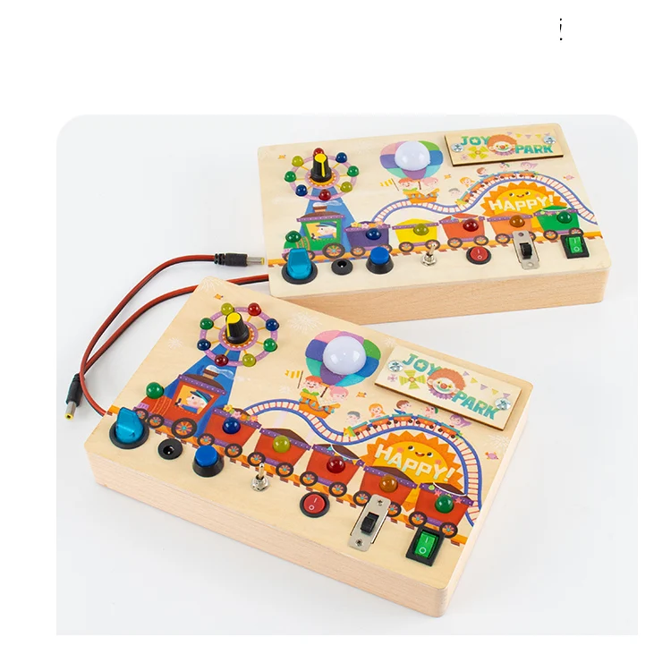 2024 Neueste Kleinkind-Vorschulspielplatz LED-Licht Hand-on Fidget Board Elektronisches Busy Board Baby-Lernspielzeug Fabrik