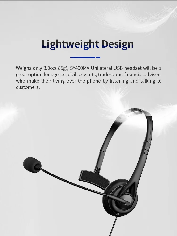 Hot Sell Mono Call Center Microphone Usb Headphone Pc Earphone Wired Headset Mic With Office Phone Business Rotatable Mic