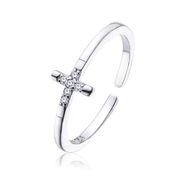 S925 Pure Silver Love Wedding Couple Open Adjustable Rings Sets Party Engagement Charm Jewelry Women Men Trendy Opp Bag Crystal