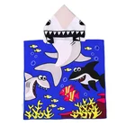 Bath Cape Soft Cotton Hooded Towel Poncho For Kids Bath Pool Beach Swim Boys Girls Cover-up Cape Cartoon Shark