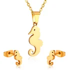 Wedding Jewelry Set Stainless Steel Jewellery Type Gold Plated Pendant Necklace and Earring Jewelry Set