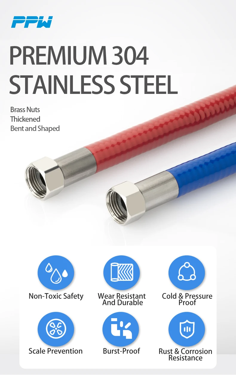 PPW Flexible Straight Stainless Steel PVC Plated Hose Pipe for Water Heat Insulation & Safe Handling manufacture