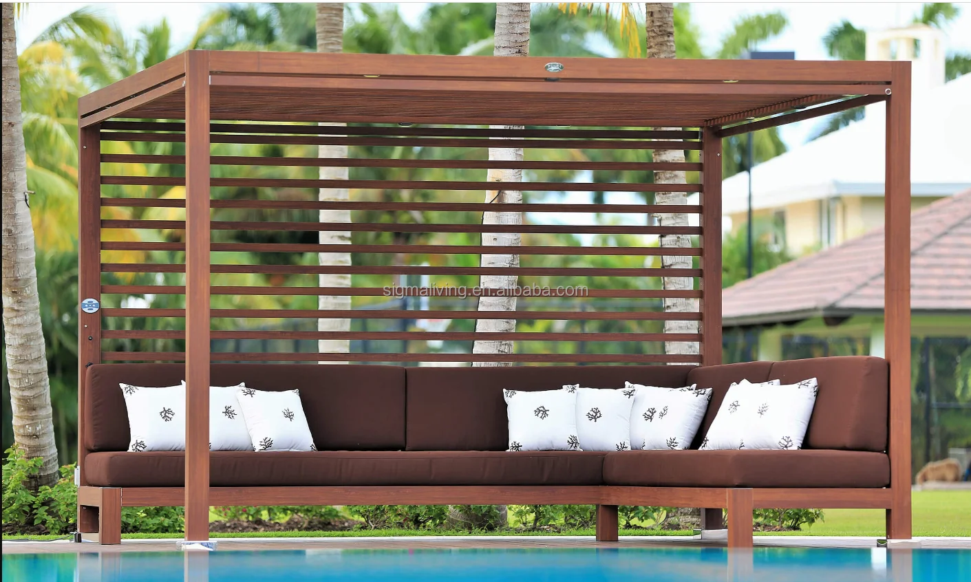 New arrival wooden outdoor patio garden sets wood furniture teak canopy sofa