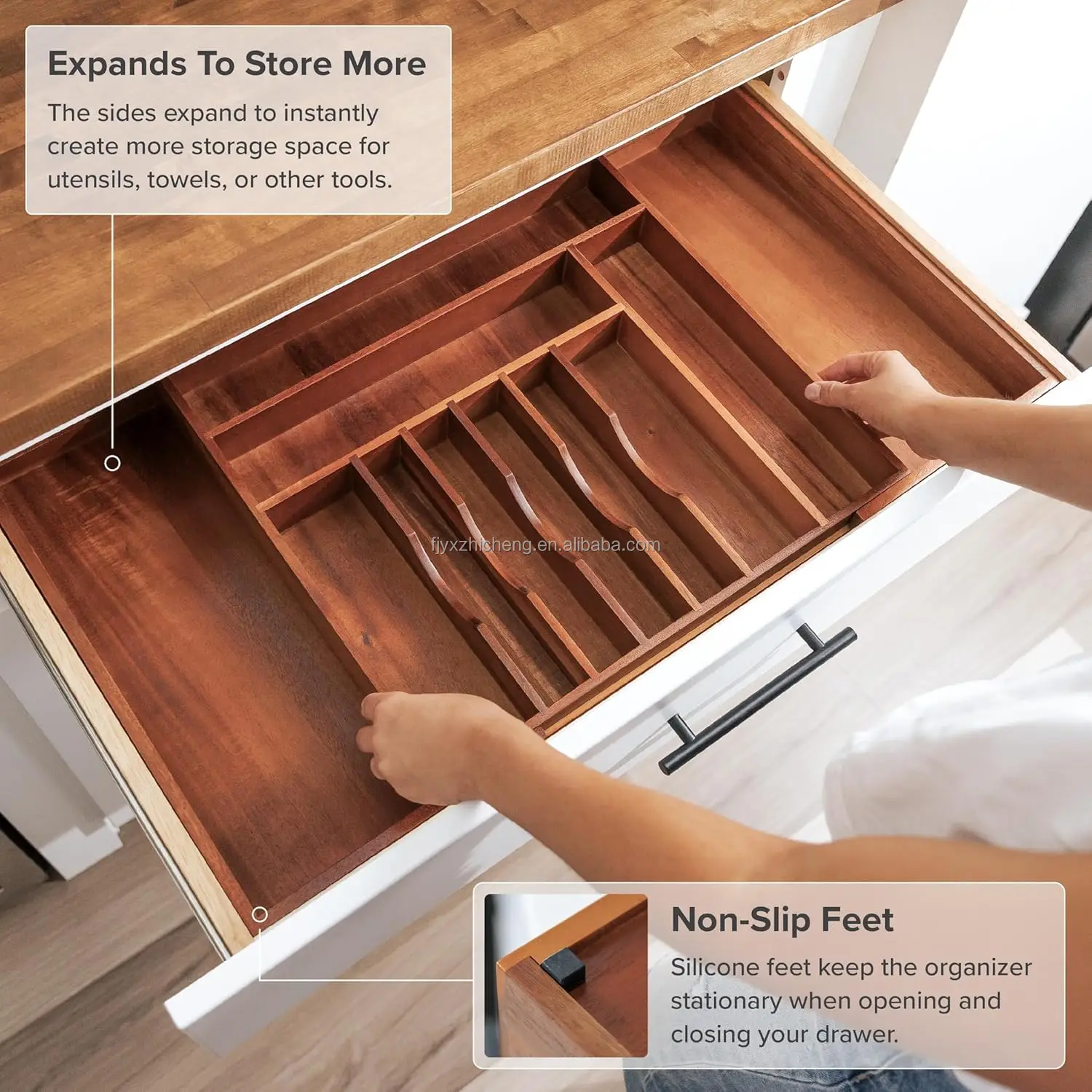 product premium silverware flatware utensil organizer rectangular kitchen drawers food safe contract grade expandable-3