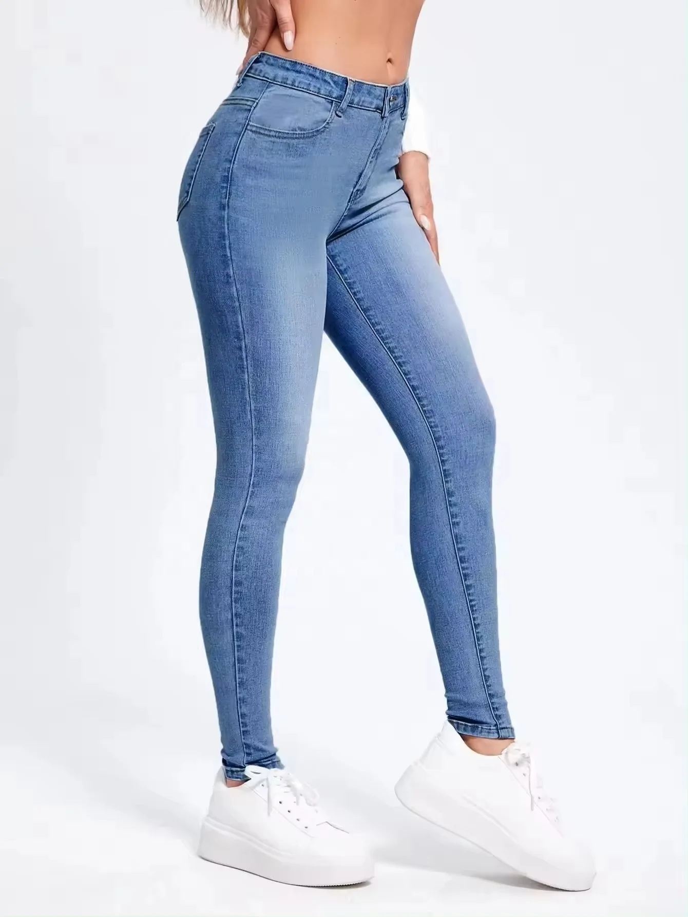 New Arrivals Plus Size Women Jeans High Waist Blue Denim Pencil Stretch Skinny Jeans Womens