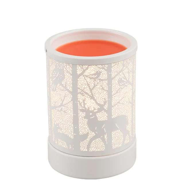 Metal Electric Touch Aroma Lamp Oil Warmer Tart Wax Melts Burner Deer In Woods 