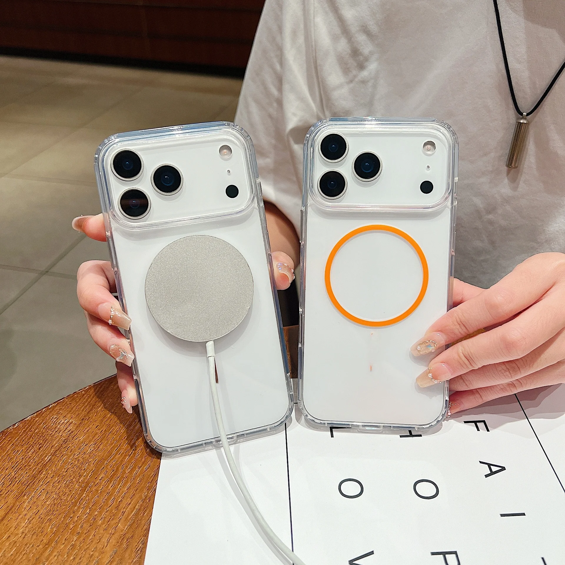 product colorful thin ring magnetic phone case transparent anti drop protective cover for apple 16 for iphone 17 pro max-5