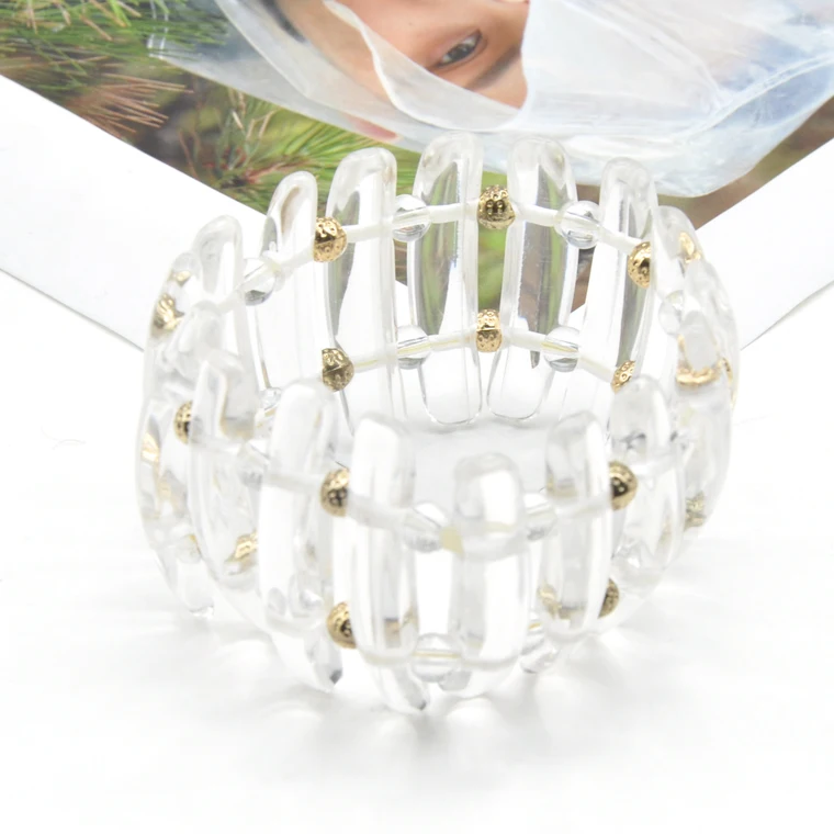 Custom color transparent hand jewelry for women chunky beads chain link clear acrylic bracelet