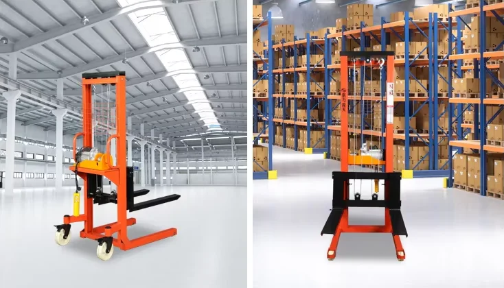 Wholesale Factory Price Hydraulic Manual Hand Stacker Forklift 2 Ton Metal Protective Mesh Manual Stacker for Warehouse Use factory