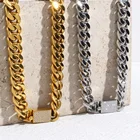 Silver Necklace Silver Stainless Steel Necklace Chain 12mm High Quality Fine Polishing CNC Diamond Cuban Chain