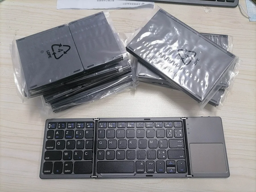 无线折叠键盘azerty法国布局可折叠蓝牙笔记本电脑平板超薄触摸板ios安卓视窗